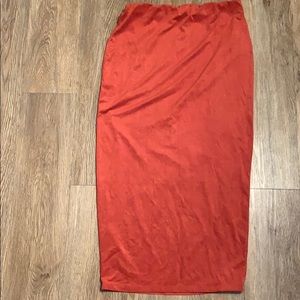 Orange faux suede skirt